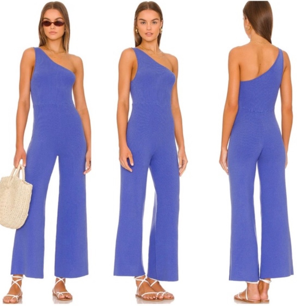 FREE PEOPLE Waverly One-Shoulder Jumpsuit in Birdsong Blue